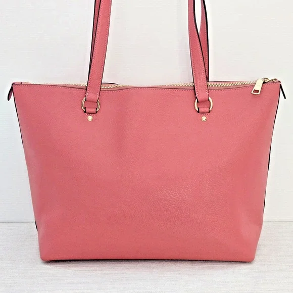 Coach Gallery Tote Pink Crossgrain Leather Shoulder Bag Double Handles Zip Top